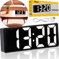 Comprar Relógio despertador de mesa parede digital ultra led alarme inteligente Kaizu bivolt preto branco