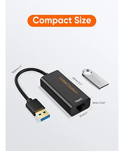 Cablecreation Usb To Ethernet Adapter, Usb 3.0 To