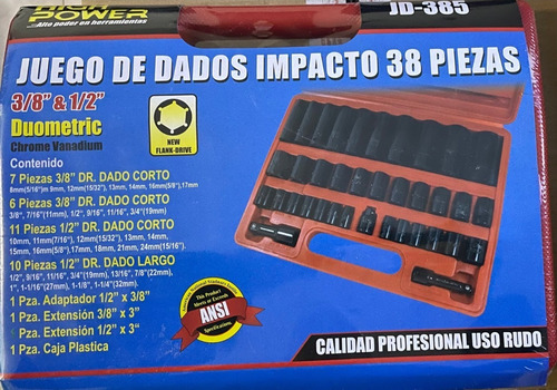 Imagen 1 de 2 de Dados Tool Alto Impacto C/estuche De 38 Pzs. Std. Y Mm