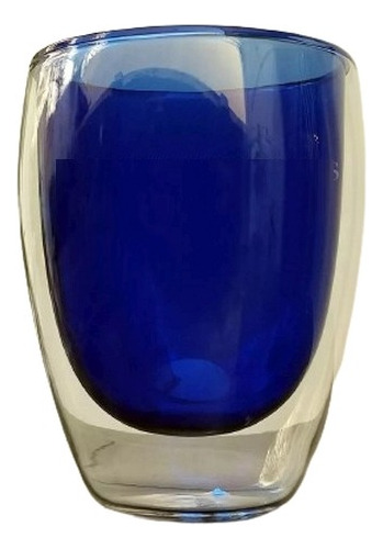 Vaso Café Color Azul Tipo Bodum Doble Vidrio Pared Jarrito