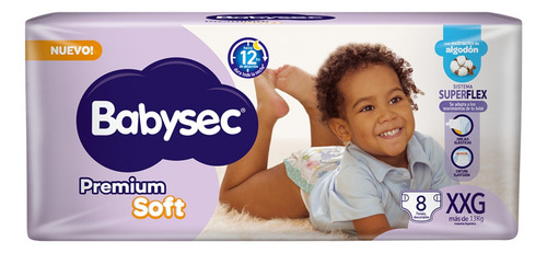 Pañales Descartables Babysec Premium Soft Talle Xxg X 8un Género Sin Género Tamaño Extra Extra Grande (xxg)