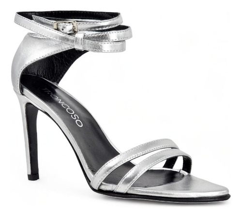 Sandalias Premium De Mujer Troncoso 853 Cuero Metal Plata