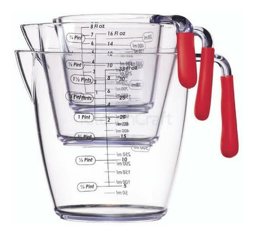 Tazas Medidoras Kitchencraft De 200 400 900 Ml / Oz 