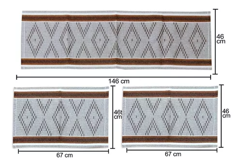 Jogo 3 Tapetes de Cozinha Algodão Caraibeiras Faixa Mostarda
