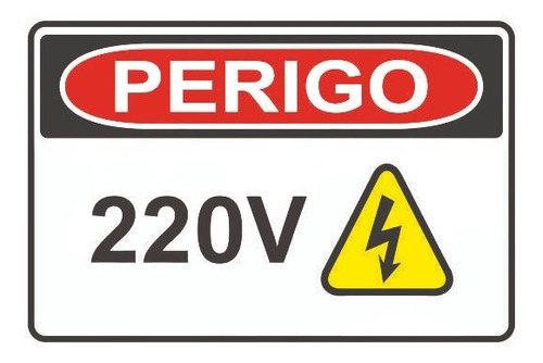 Placa Sinalização Perigo 220v 17x25cm