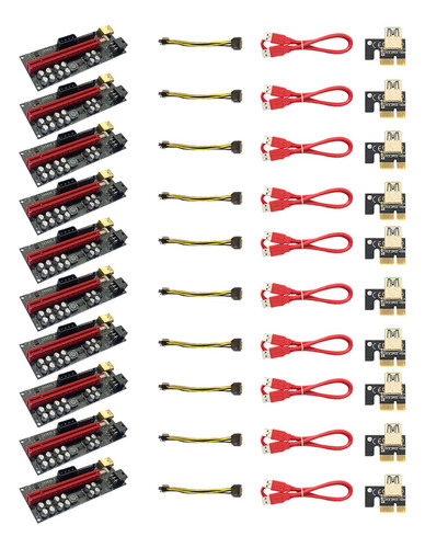 10 Tarjetas Elevadoras Ver018 Pcie, 1 A 16 X Usb3.0, 60 Cm,