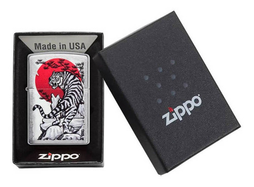 Isqueiro Zippo 29889 Cromado Japão Tigre Original Com Fluido