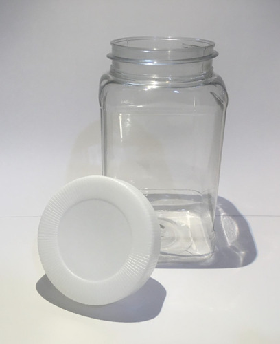 Tarro Pet 500 Grs Color Cristal Con Tapa R-63 Blanca 20 Pzs Transparente