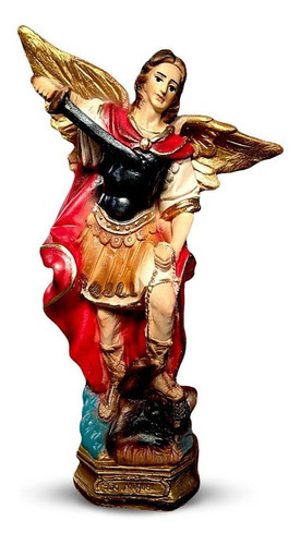 Estátua São Miguel Arcanjo Imagem Asas Abertas Grande 30cm Cor Colorido