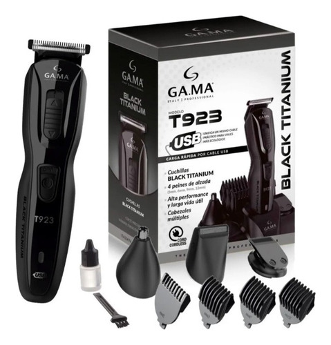 Cortadora Pelo Gama T923 Trimmer Balck Titanium Inalambrica