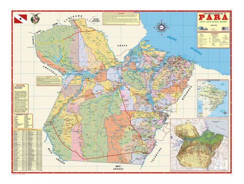 Mapa Estado Do Pará Politico Escolar Poster Dobrado