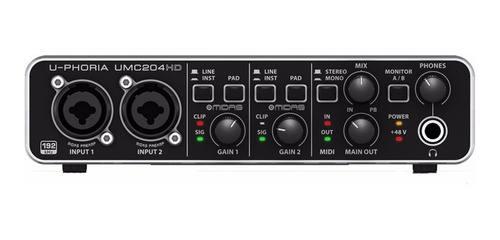 Behringer Umc-204hd U-phoria Interface 2 Entradas 4 Salid
