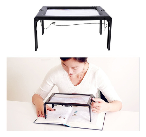 Lupa Plegable De 2,5 Luces Led Con Soporte, Tamaño Grande