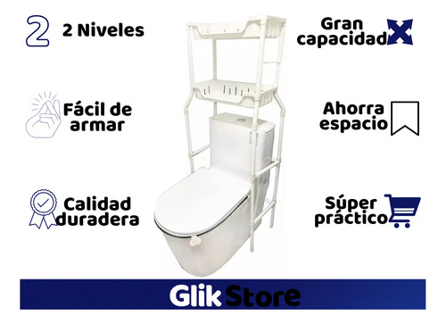 Organizador De Baño Sobre Inodoro Mueble Plastico 2 Estantes Blanco