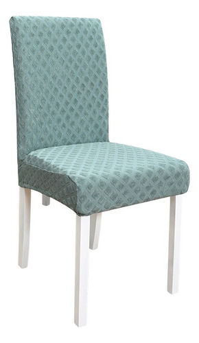 6 Fundas Elástica Silla Comedor Color Sólido Patrón Diamante Color Verde Claro Diseño De La Tela Liso