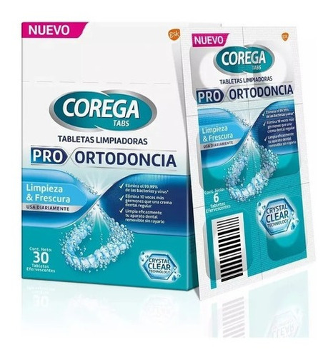 Corega Tabs X30 Pro Ortodoncia Combo X4 Unidades 