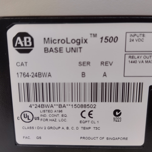 Plc Allen Bradley Micrologix 1500 1764-24bwa (Usado)