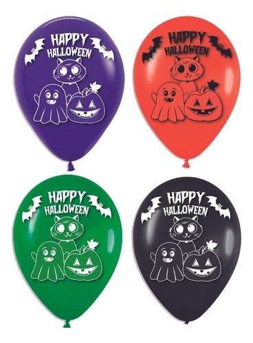 Globos Bombas Estampados X20u Happy Halloween Surtidos