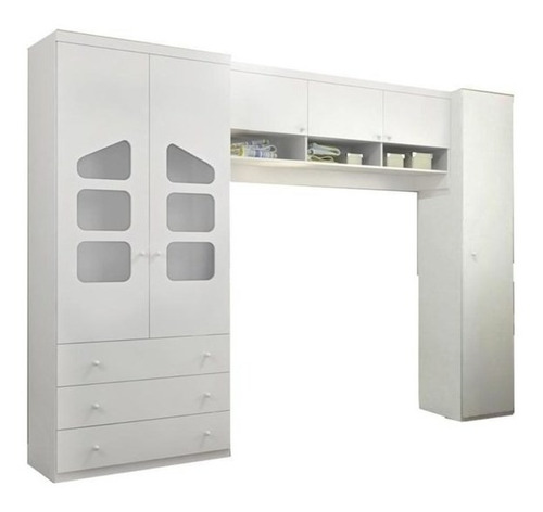 Quarto Modulado Infantil C/ Guarda Roupa 2 Portas Eloísa Bco