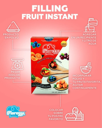 Mix Para Preparar Filling Fruit Fiorezza, 450gr 4 Cajas