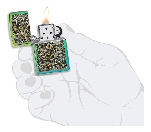 Zippo Inserto De Bolsillo Verde Azulado Con Diseo De Fili