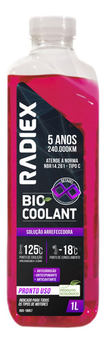 Solução Arrefecedora Radiex Bio Coolant Octagel Rosa 1 Litro