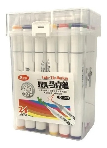 Plumones Marcadores Triangular Profesional Doble Punta 24pzs