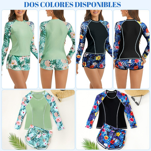 Z Traje De Baño Manga Larga Dama 2 Piezas Para Mujer