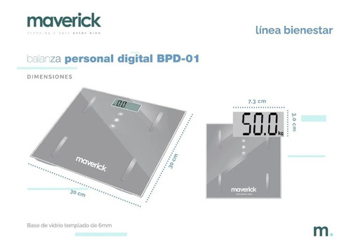Imagen 2 de 3 de Balanza Digital Maverick Bpd01 180kg Agua Y Grasa Corpral !