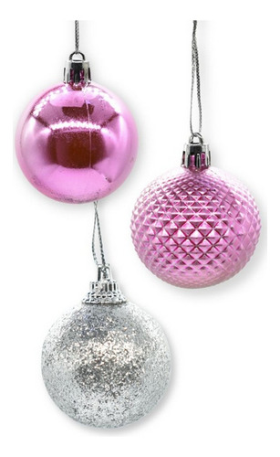 Bolas Chirimbolos Globos De Navidad Rosados X 20 Unidades Rosa