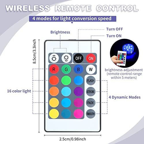 Juego De 12 Luces Led Sumergibles Control Remoto, Luz L...