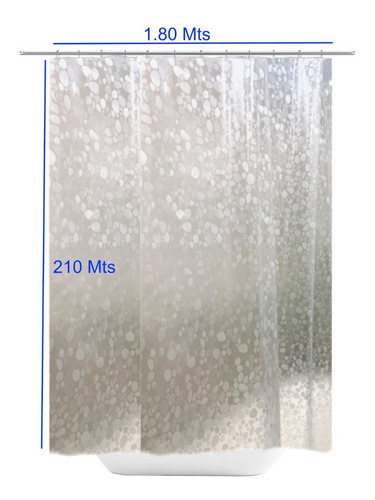 Imagen 2 de 10 de Cortina De Baño Pvc De 2,10 Metros De Alto Cabezal Reforzado