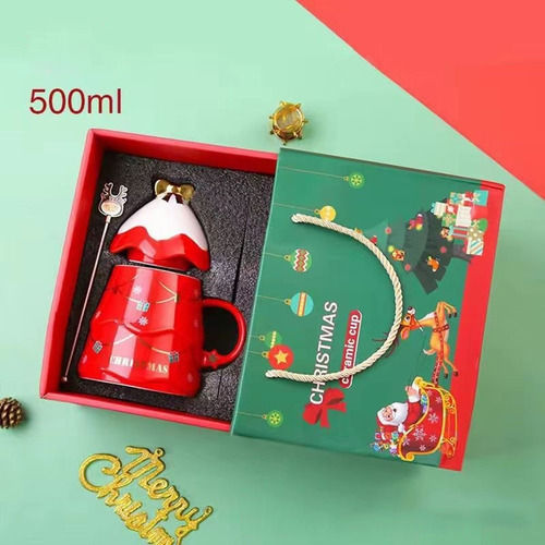 Taza De Cerámica En Forma De Árbol De Navidad Con Tapa