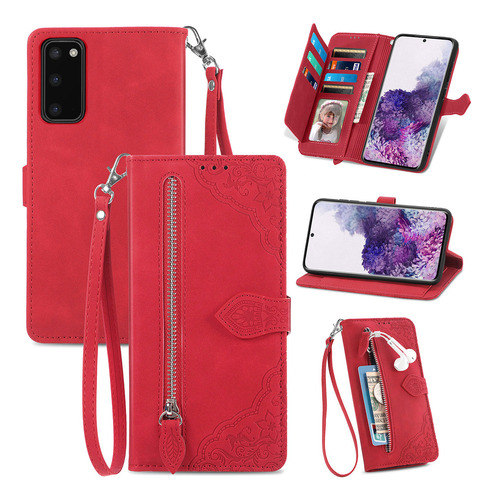 B Funda De Piel Con Estampado De Flores En Relieve Para