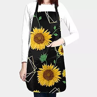 Christmas Sunflowers Kitchen Aprons For Women Men Plus Size