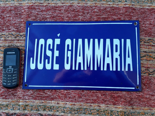 Antiguo Cartel Enlozado Calle Jose Giammaria 30 X 18cm