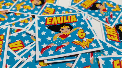 Stickers Cumple Mujer Maravilla Wonder Personalizados X40u