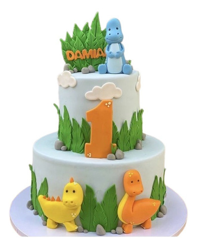 Adorno De Torta Dinosaurios Porcelana Frìa