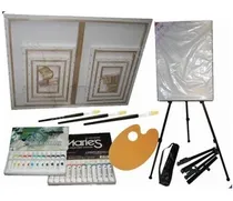 Comprar Kit Atril Metal 7 Bastidor Oleos Acrilicos Pinceles Paleta