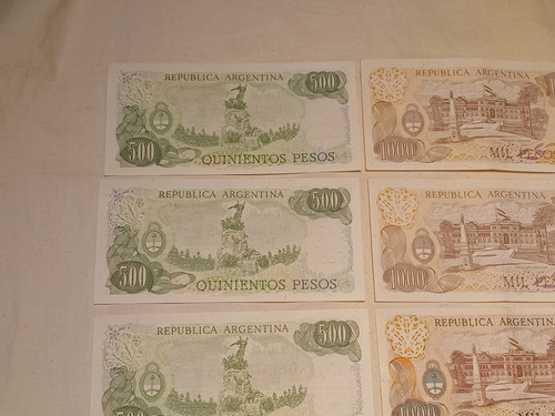 Billetes Argentina Pesos Ley 18.188 500 Y 1000 X10 Sc Y Sc-