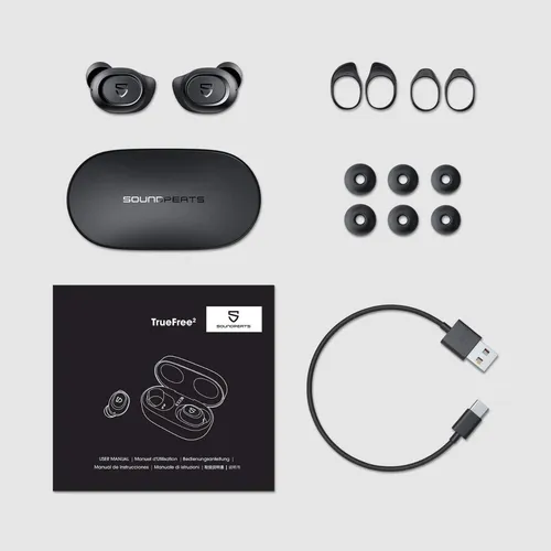 Auricular in-ear gamer inalámbrico Soundpeats Sport TrueFree 2 negro con luz LED