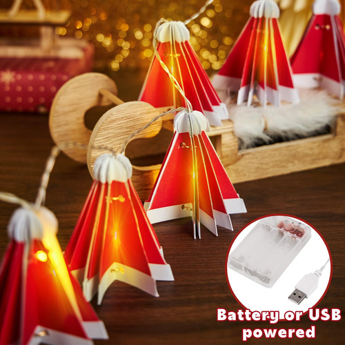 Luces De Cuerda De Navidad, 10 Led Santa Claus Lights Hat.