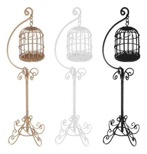 3 Piezas 1:12 Jaulas De Pájaros De Soporte Miniatura De