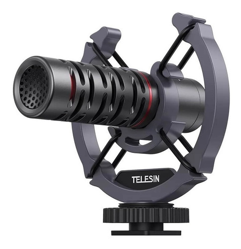 Microfone Shotgun Externo Para Celulares E Câmeras - Telesin Cor Preto
