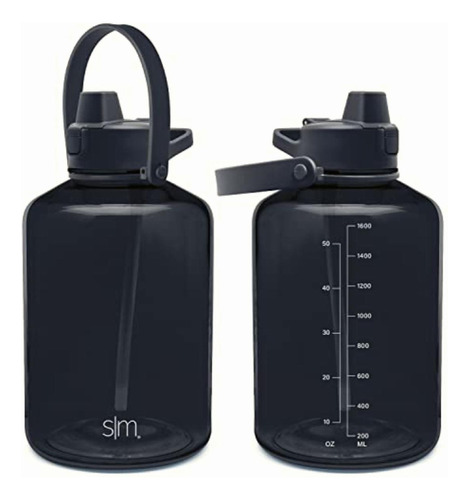 Simple Modern Water Bottle With Push Button Silicone Straw Color - Océano Profundo