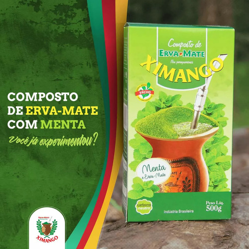Kit 2 Erva Mate Ximango Chimarrão Composta Menta Vácuo 500gr
