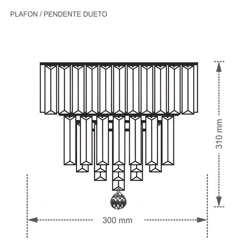 Pendente Plafon Dueto Redondo Com Cristais 4xg9 Taschibra Cor Cristal