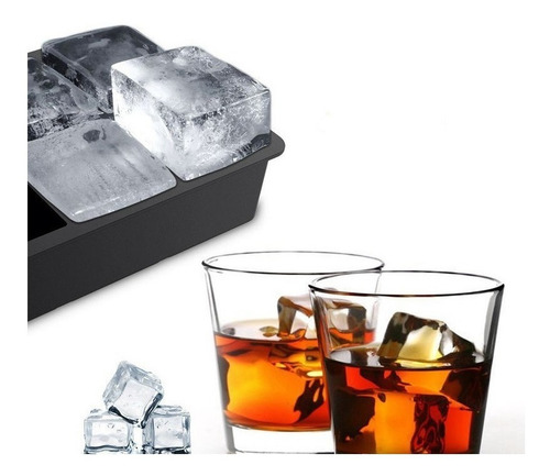 Molde Para Hielo Cubos Grandes 2 - 6 Espacios Color Negro