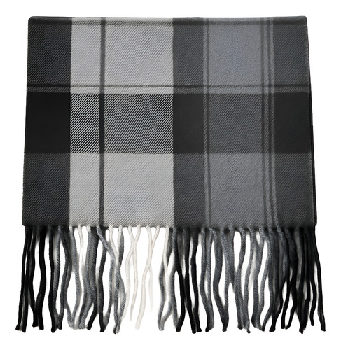 Cachecol Xadrez Inverno Echarpe Lenço Feminino E Masculino Cinza Com Preto Grande