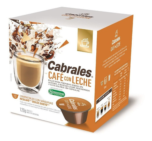 Imagen 1 de 5 de Cafe Capsulas Cabrales Cafe Con Leche Dolce Gusto